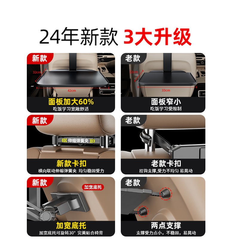차량뒷자석테이블 자동차 노트북 거치대 차박 뒷좌석 식탁 뒷자리 접이식 폴딩 - 상세 이미지 2