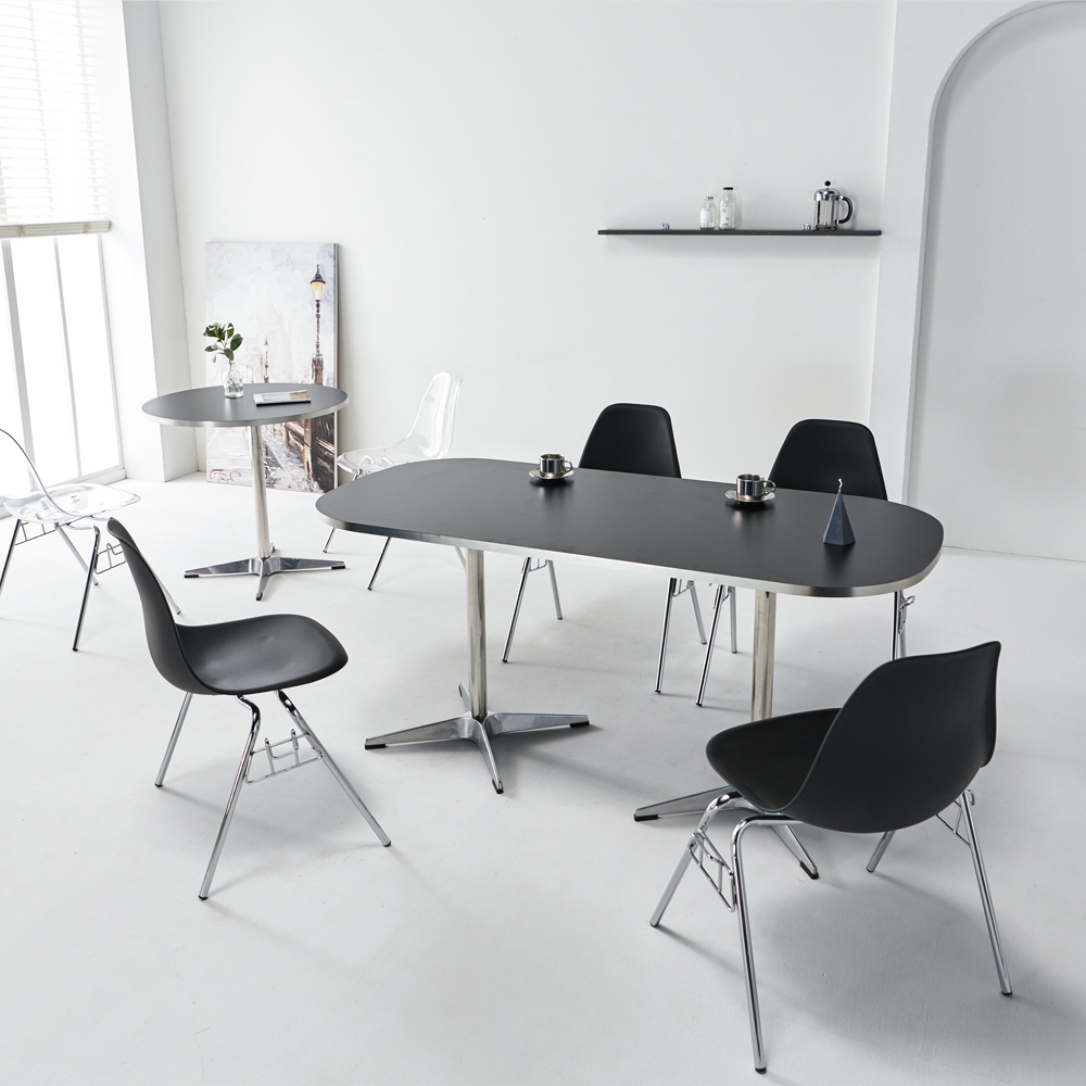 플랜 카페 업소용 테이블 라운드 식당 식탁 1600 블랙