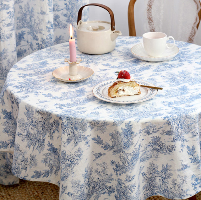 모네의 정원 린넨 식탁보 테이블보 홈카페 파티 집들이 프렌치 집들이 블루 95X110cm