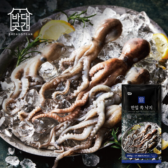 [바다곳간] 한입쏙낙지 총 102마리 (8미 x 9팩) + (10미 x 3팩), 총 12팩(팩당 200g) - 상세 이미지 2