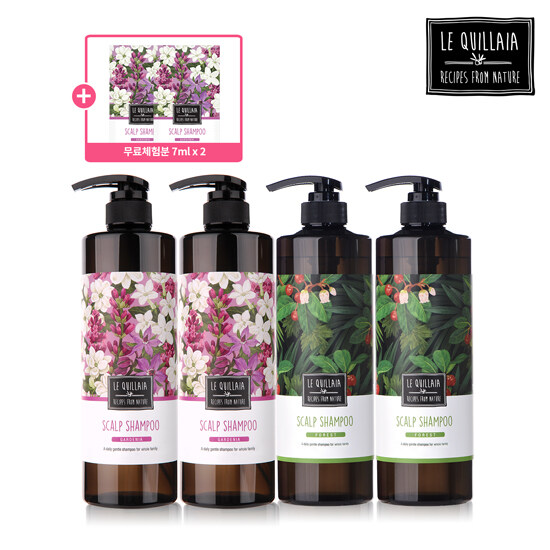 르퀼라야 스칼프 샴푸 대용량 810ml 4통 + 체험분 7ml 2매 - 메인 이미지