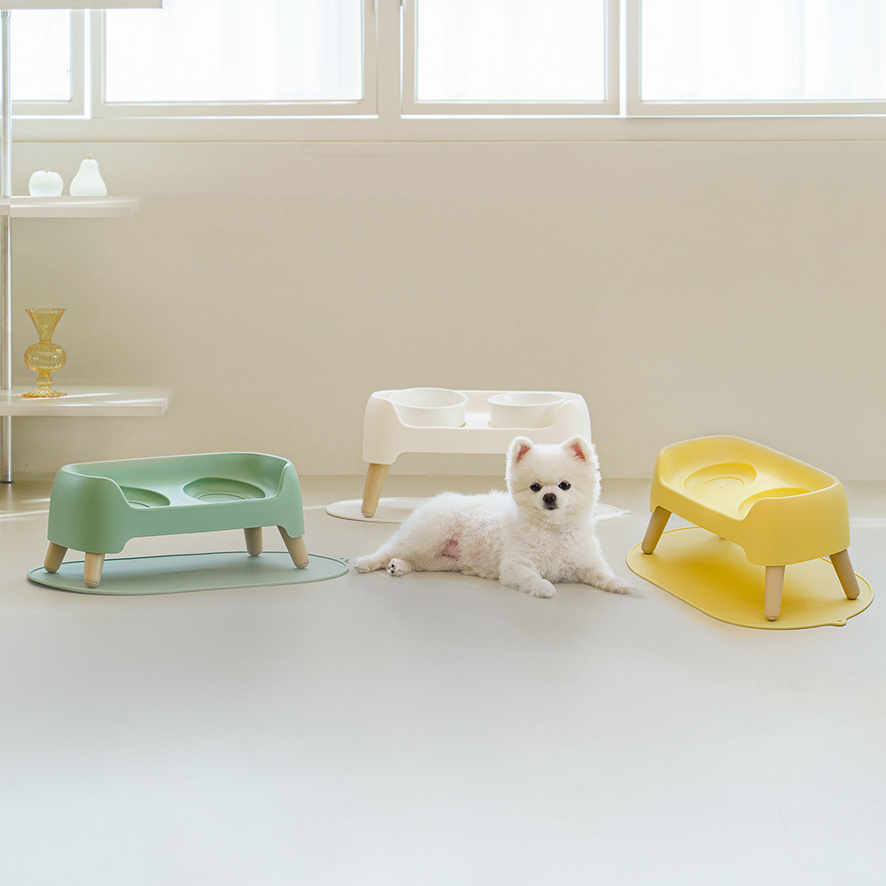 강아지밥그릇 고양이 식기 물그릇 3단 높이조절 커브 도자기 식탁세트
