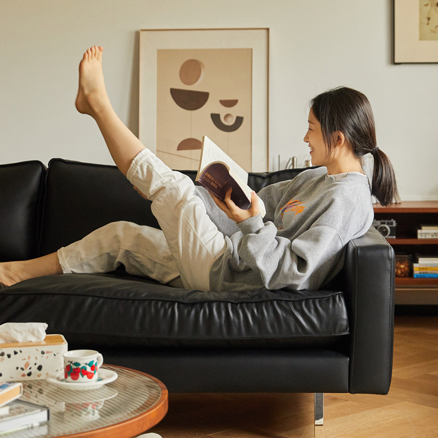 럭소 레더 엘레강스 사무실 거실 3인용가죽소파 3인 S