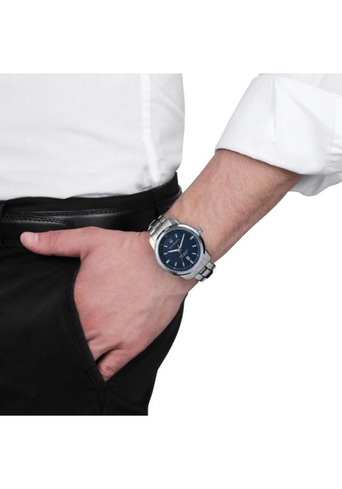[Italian Design] 마세라티 남자 SUCCESSO 메탈 클래식 손목 패션 방수 쿼츠 야광시계 블루 - 상세 이미지 5