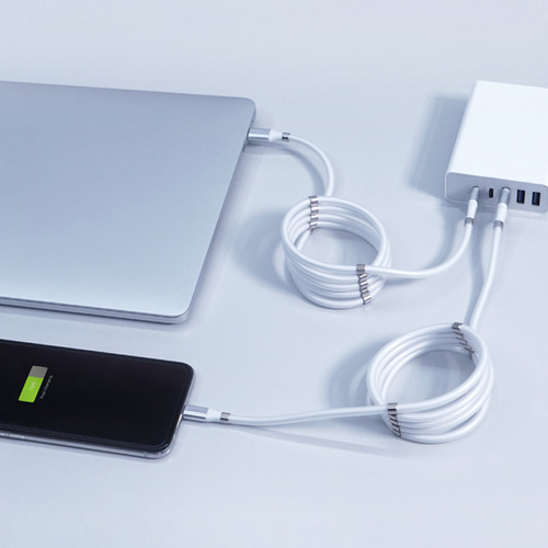 레드빈 마그네틱롤 선정리 USB 5핀 고속충전 자석 마그네틱 케이블