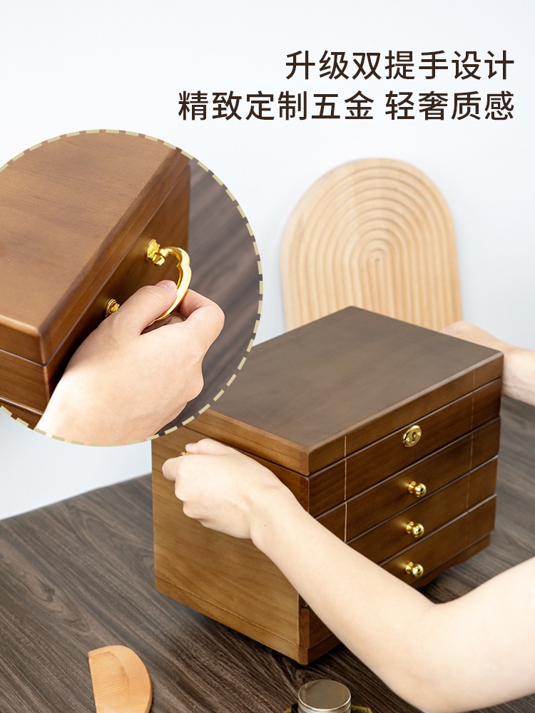 원목보석함 귀걸이 악세사리 우드 보관함 케이스 빈티지 반지 쥬얼리 정리함 - 상세 이미지 4
