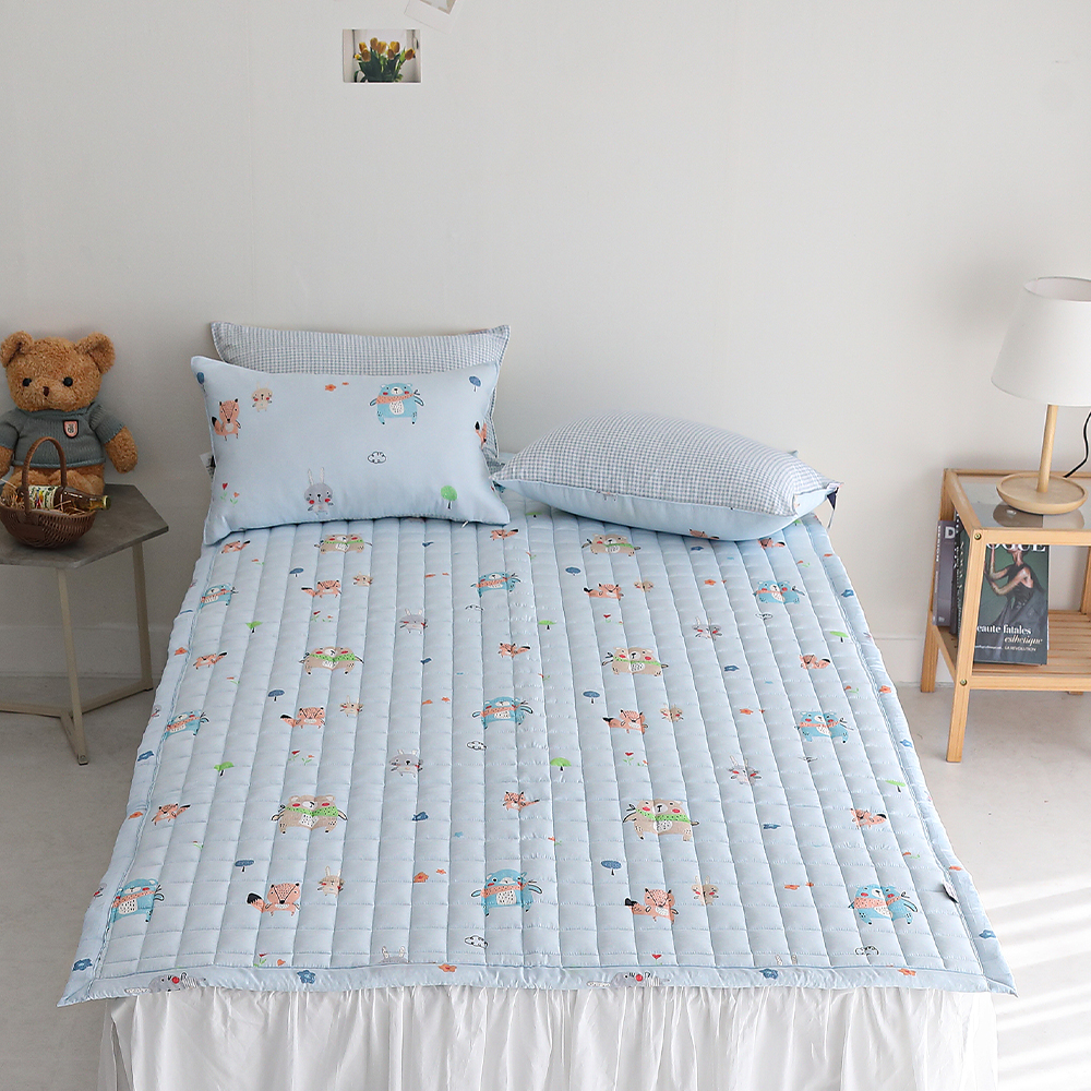 어린이패드 모달 곰패턴 애니멀 논슬립 고정밴드 슈퍼싱글 침대패드