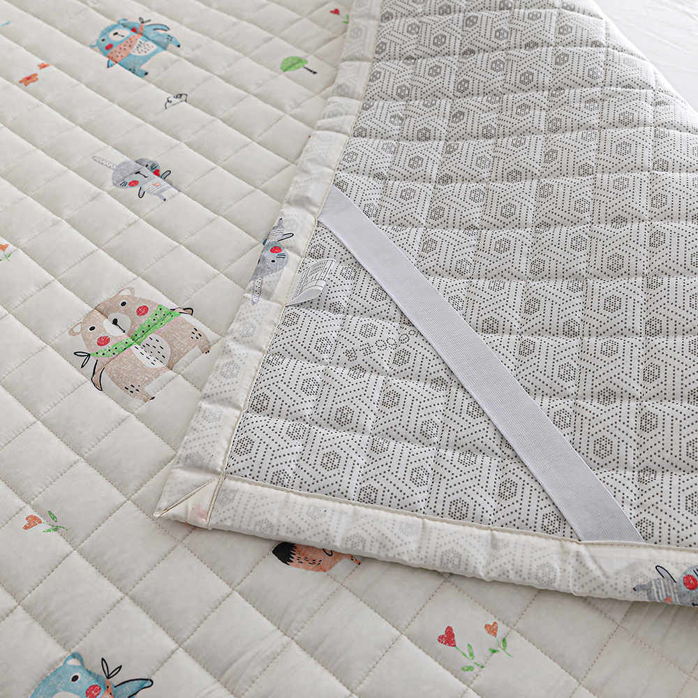 어린이패드 모달 곰패턴 애니멀 논슬립 고정밴드 슈퍼싱글 침대패드