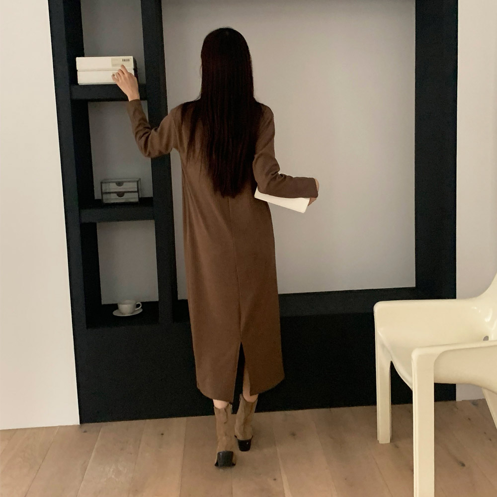 골지 니트 원피스 봄 간절기 가을 롱원피스 얇은 기모 겨울 이너 레이어드 블랙 베이지 - 상세 이미지 3