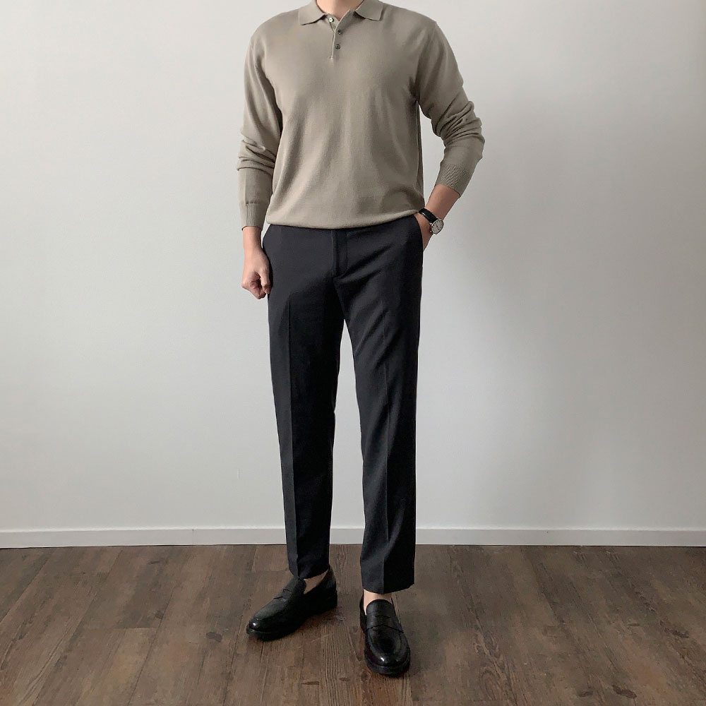남자슬랙스 정장바지 세미와이드슬랙스 히든밴딩 LAINE슬랙스 치노팬츠 - 상세 이미지 5
