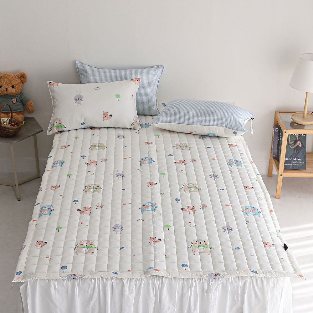 어린이패드 모달 곰패턴 애니멀 논슬립 고정밴드 슈퍼싱글 침대패드