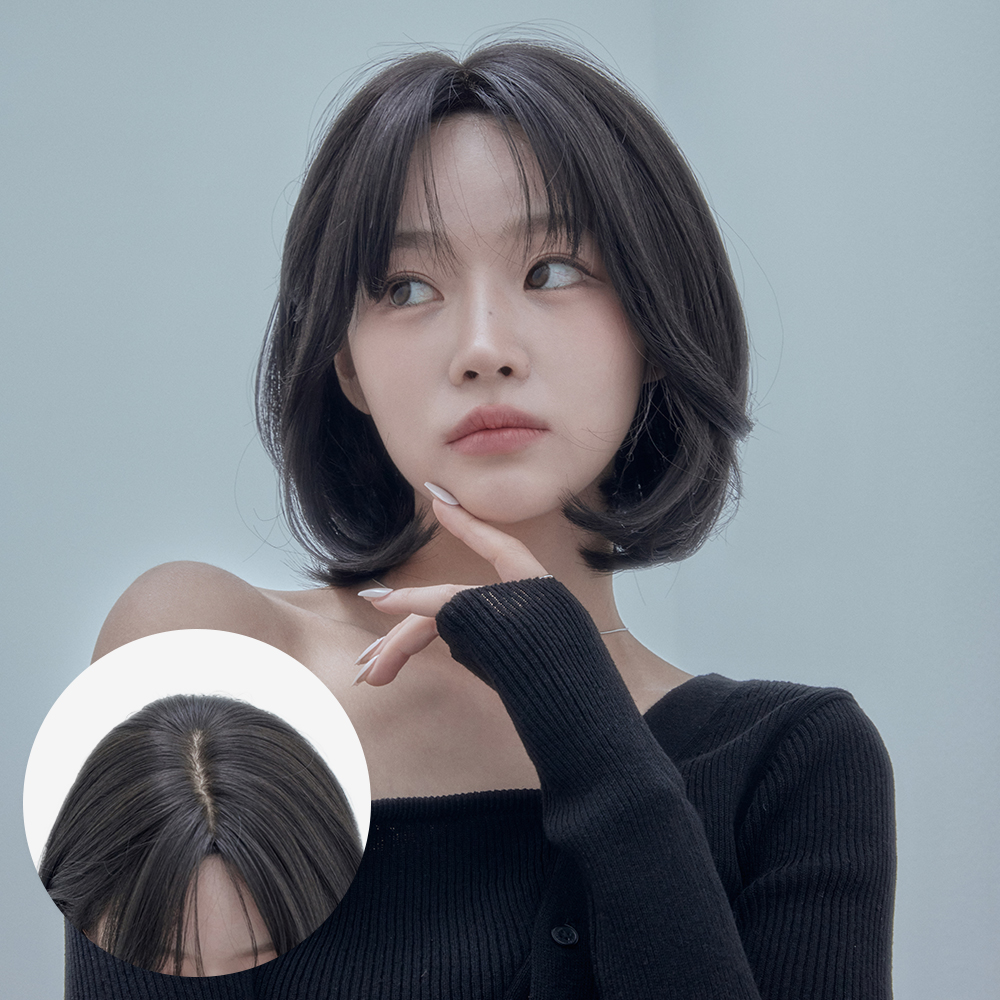 완수제 통가발 숏 단발 베베컷펌 모스트 자연스러운 정수리 항암 가벼운 탈모 - 상품 이미지