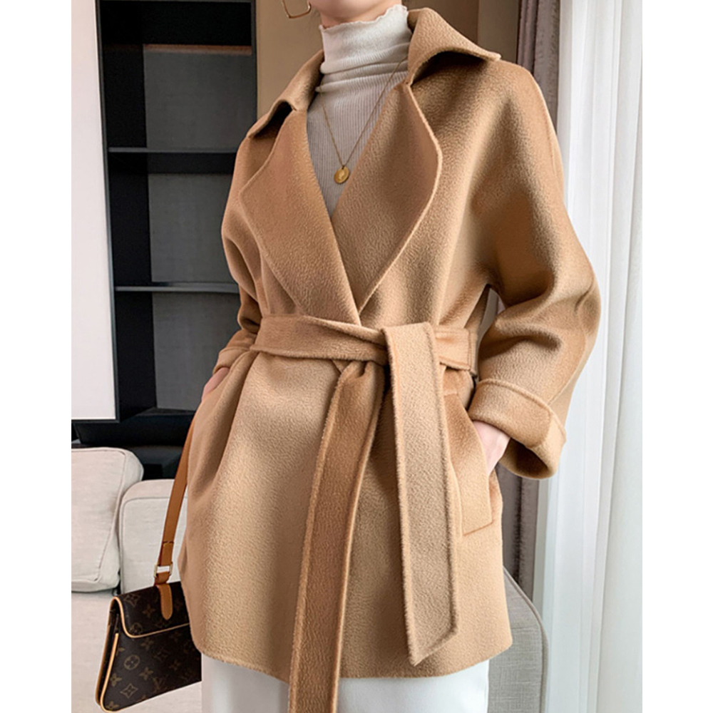 울100코트 가을 여성  지블링 핸드메이드 럭셔리코트 하객룩 베이지 반코트