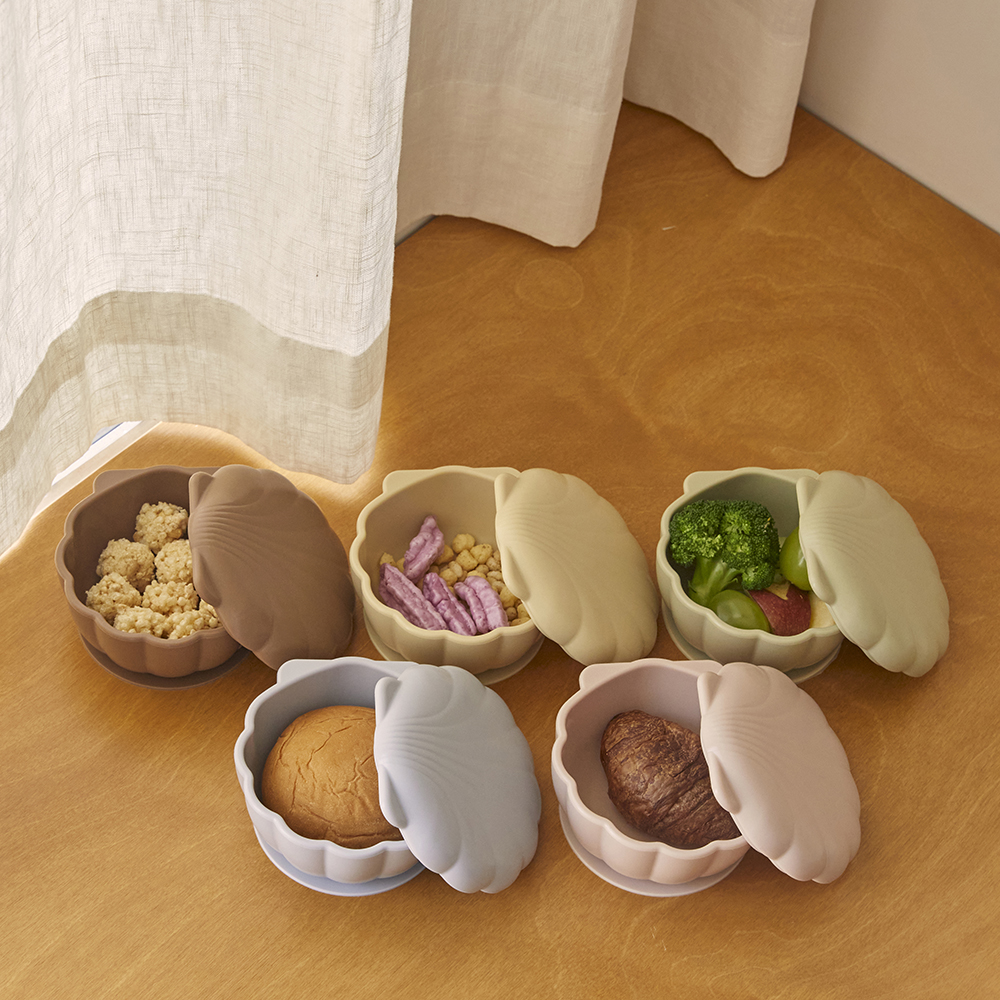 티지엠 조가비 흡착 라이스볼 플래티넘 실리콘 자기주도 이유식 뚜껑포함