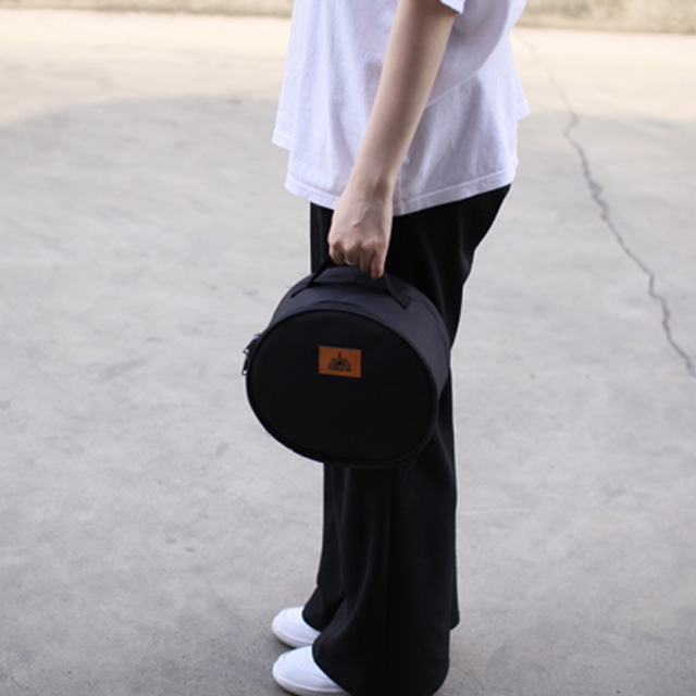 KOOLMAN 쿨맨 캠핑 코펠 가방 원형 식기 수납 S, 블랙