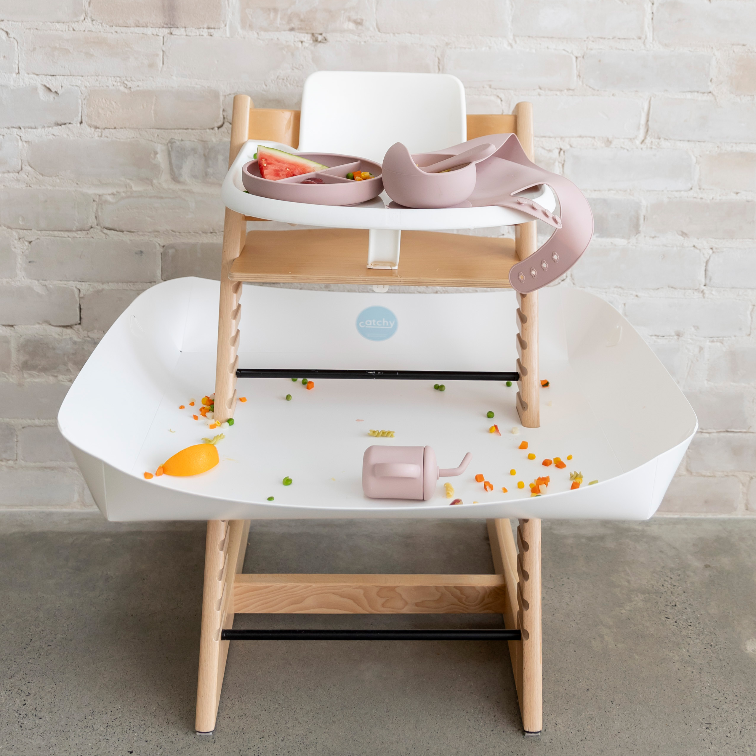 푸드캐처 캐치 자기주도 이유식 매트 턱받이 받침대 스토케 트립트랩 화이트