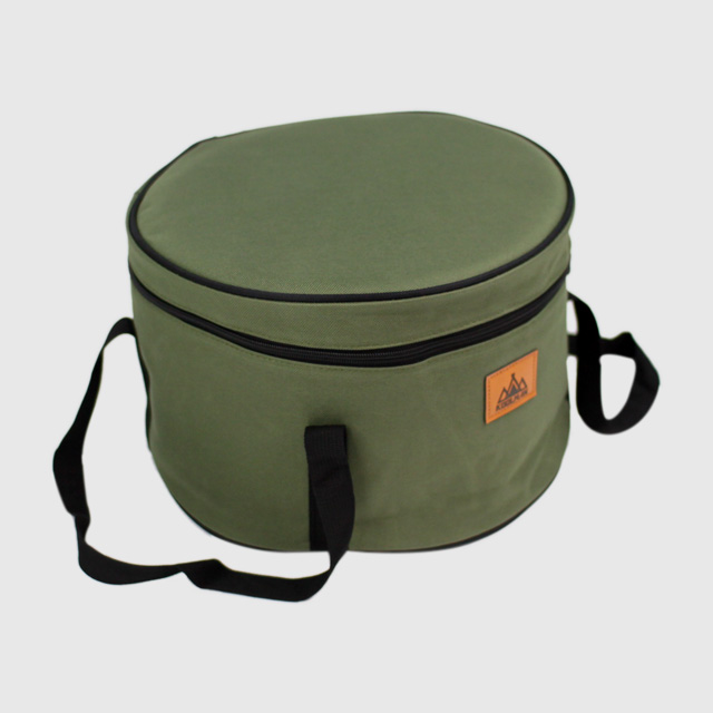 KOOLMAN 쿨맨 캠핑 코펠 가방 원형 식기 수납 L, 골든브라운