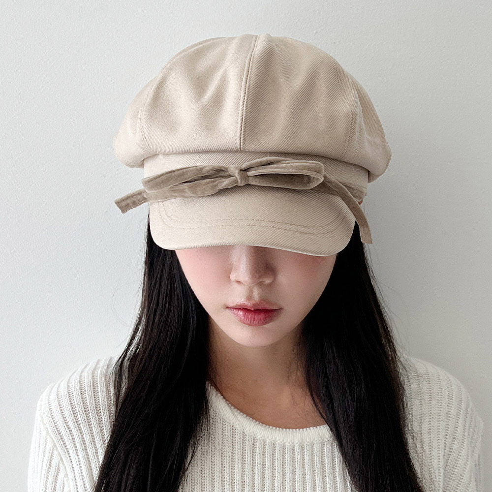 리본 팔각 헌팅캡 뉴스보이캡 마도로스 여성 빵모자 베레모 - 상세 이미지 3