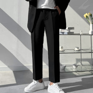 1+1 남자 콕피 봄 가을 9부 10부 일반&밴딩 일자 슬림 스판 슬랙스 착용 후기 | 사이즈/핏 총정리 - 상품 이미지 1