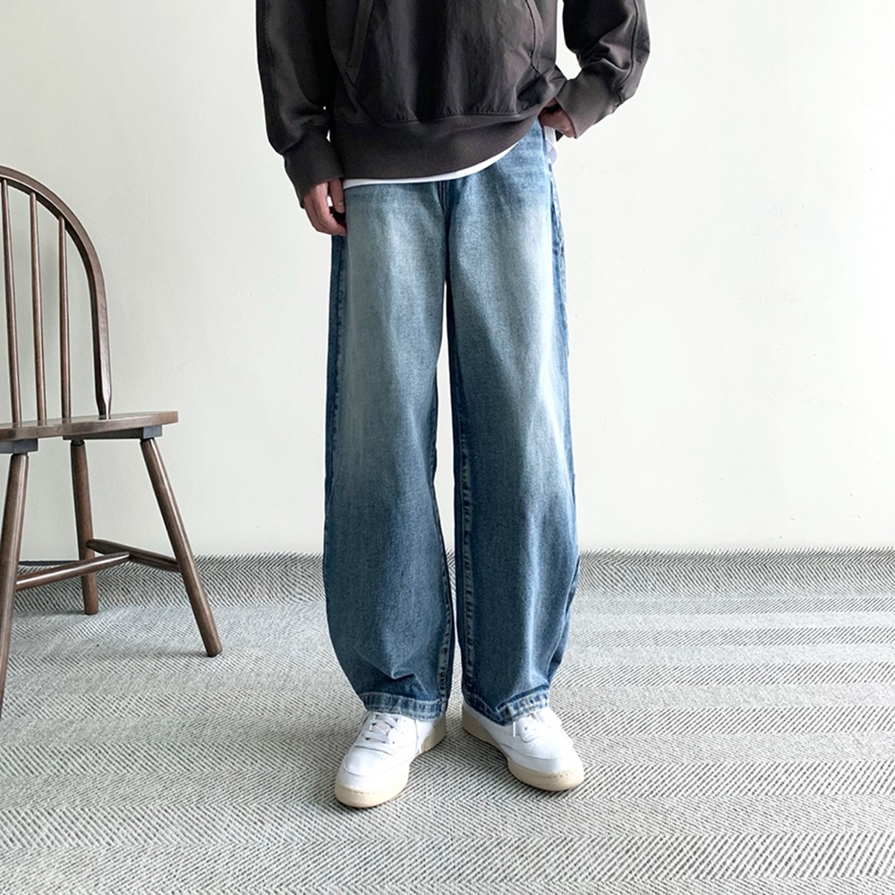 벌룬데님 남자와이드청바지 남자흑청바지 연청바지 - 상세 이미지 5