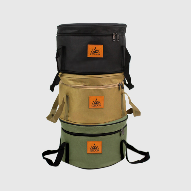 KOOLMAN 쿨맨 캠핑 코펠 가방 원형 식기 수납 L, 골든브라운