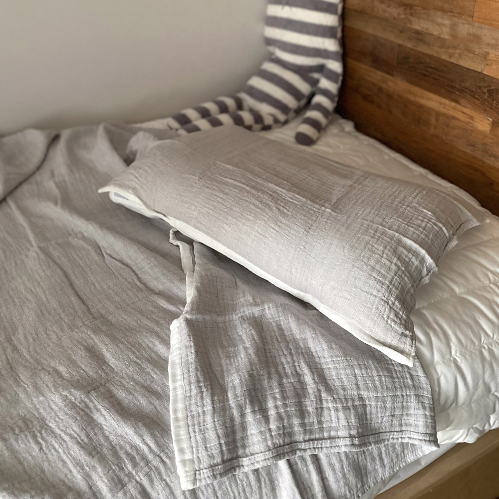 순면 여름 홑겹 거즈 이불 그레이 침구 세트 슈퍼싱글