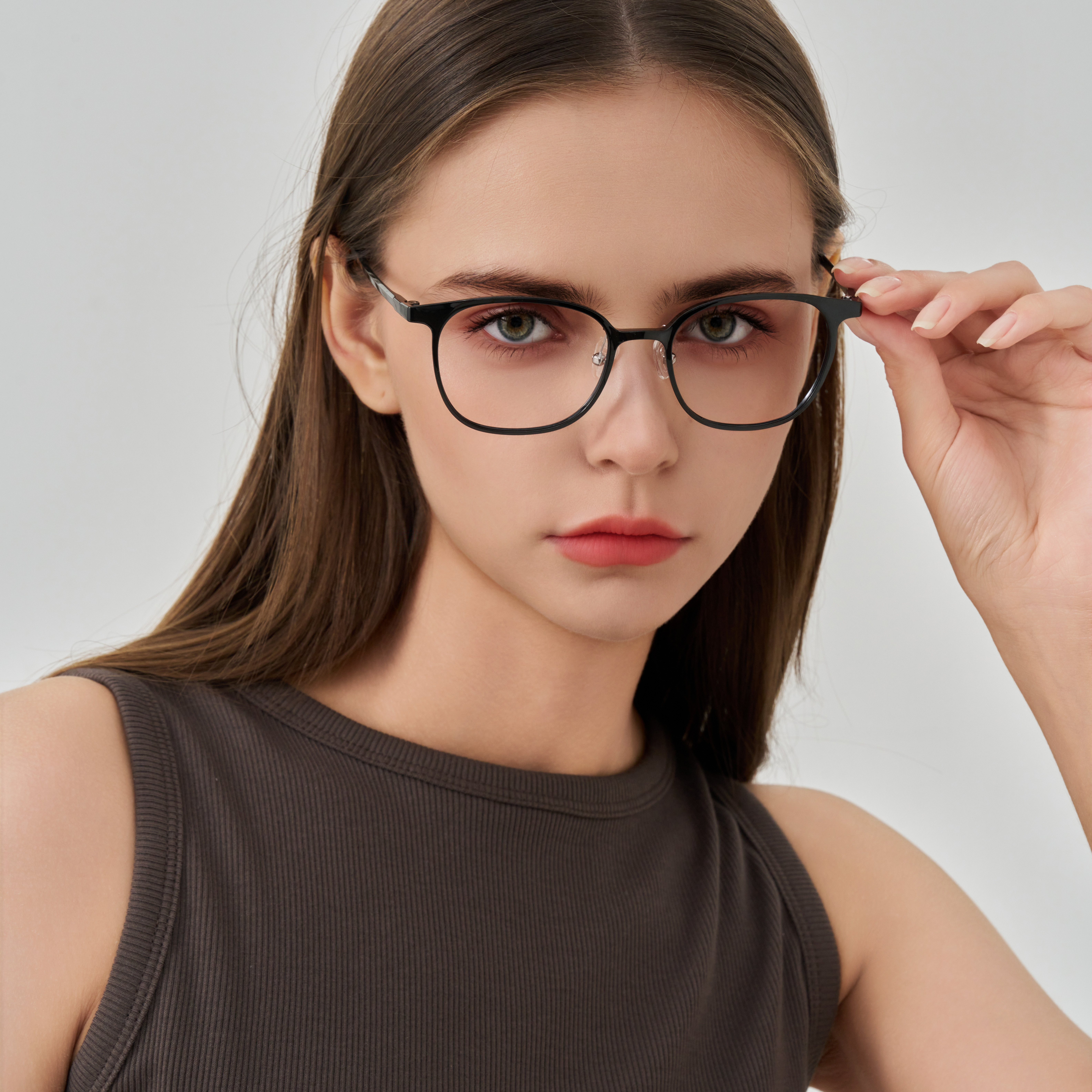 블루라이트차단 울템 검정 사각 뿔테 자외선 변색렌즈안경