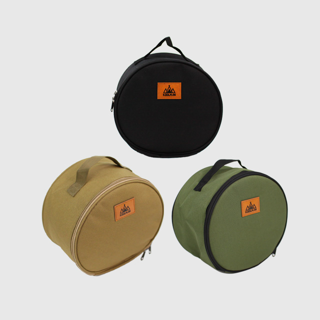 KOOLMAN 쿨맨 캠핑 코펠 가방 원형 식기 수납 S, 블랙