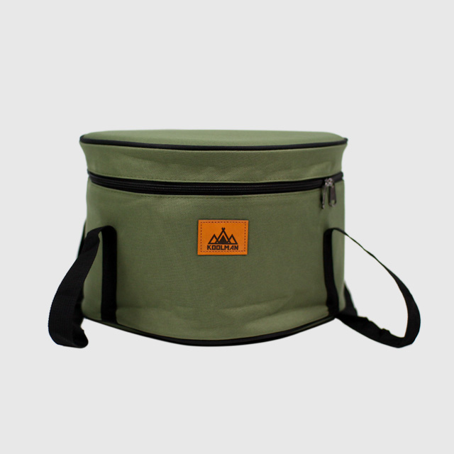 KOOLMAN 쿨맨 캠핑 코펠 가방 원형 식기 수납 L, 올리브그린