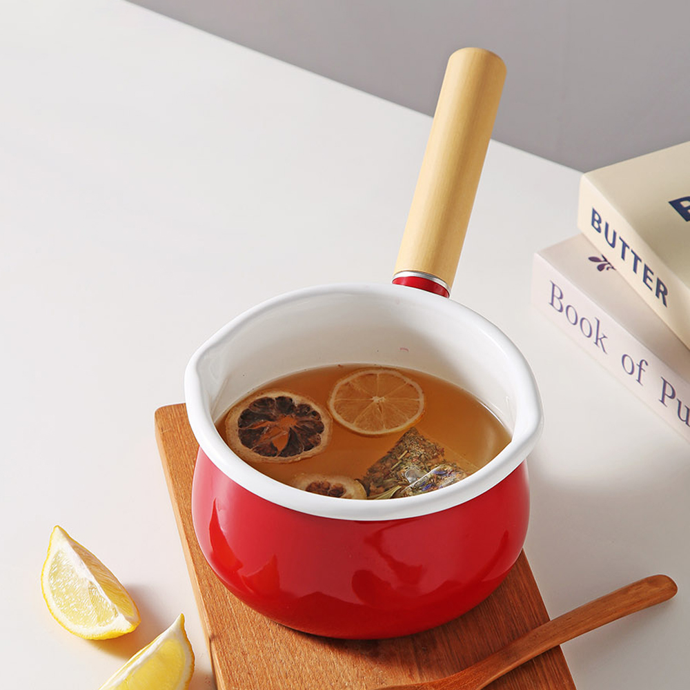 법랑 밀크팬 이유식냄비 라면냄비 멀티팟 인덕션 소스팬 1인용 가벼운 15cm, 레드