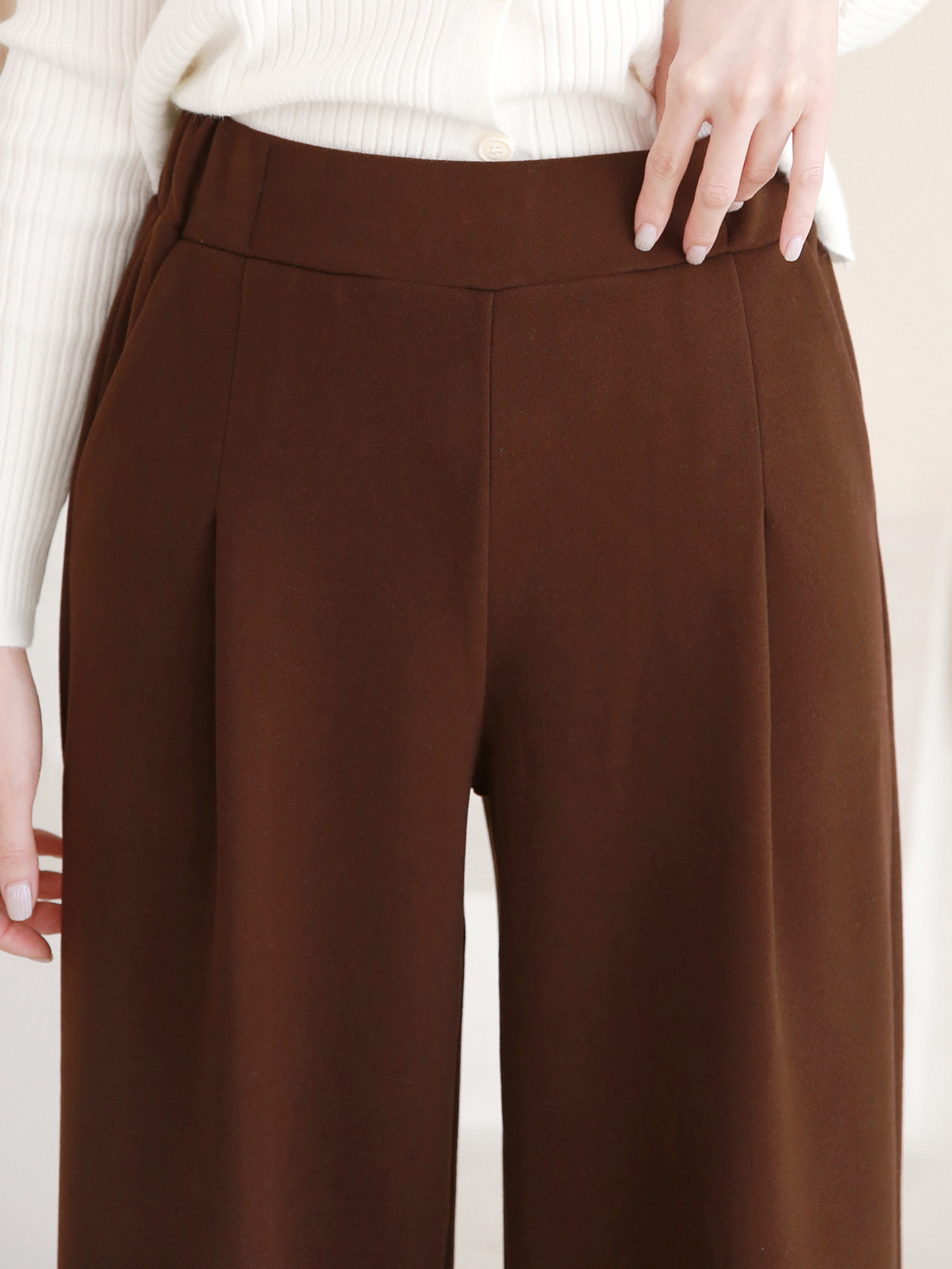 앞주름와이드통밴딩팬츠 - 상세 이미지 2