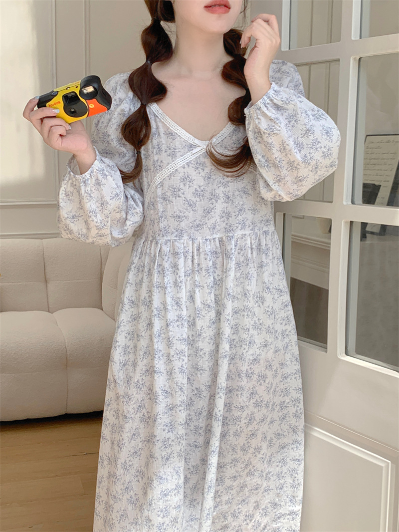 (커플잠옷) (리크원피스잠옷) 임산부잠옷 빅사이즈파자마 트임 꽃무늬 플라워 신혼 연인 상세 이미지 25