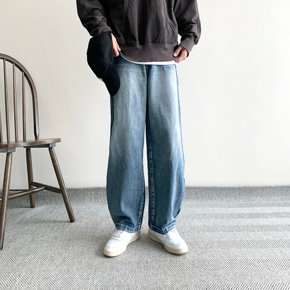 벌룬데님 남자와이드청바지 남자흑청바지 연청바지 - 상세 이미지 3