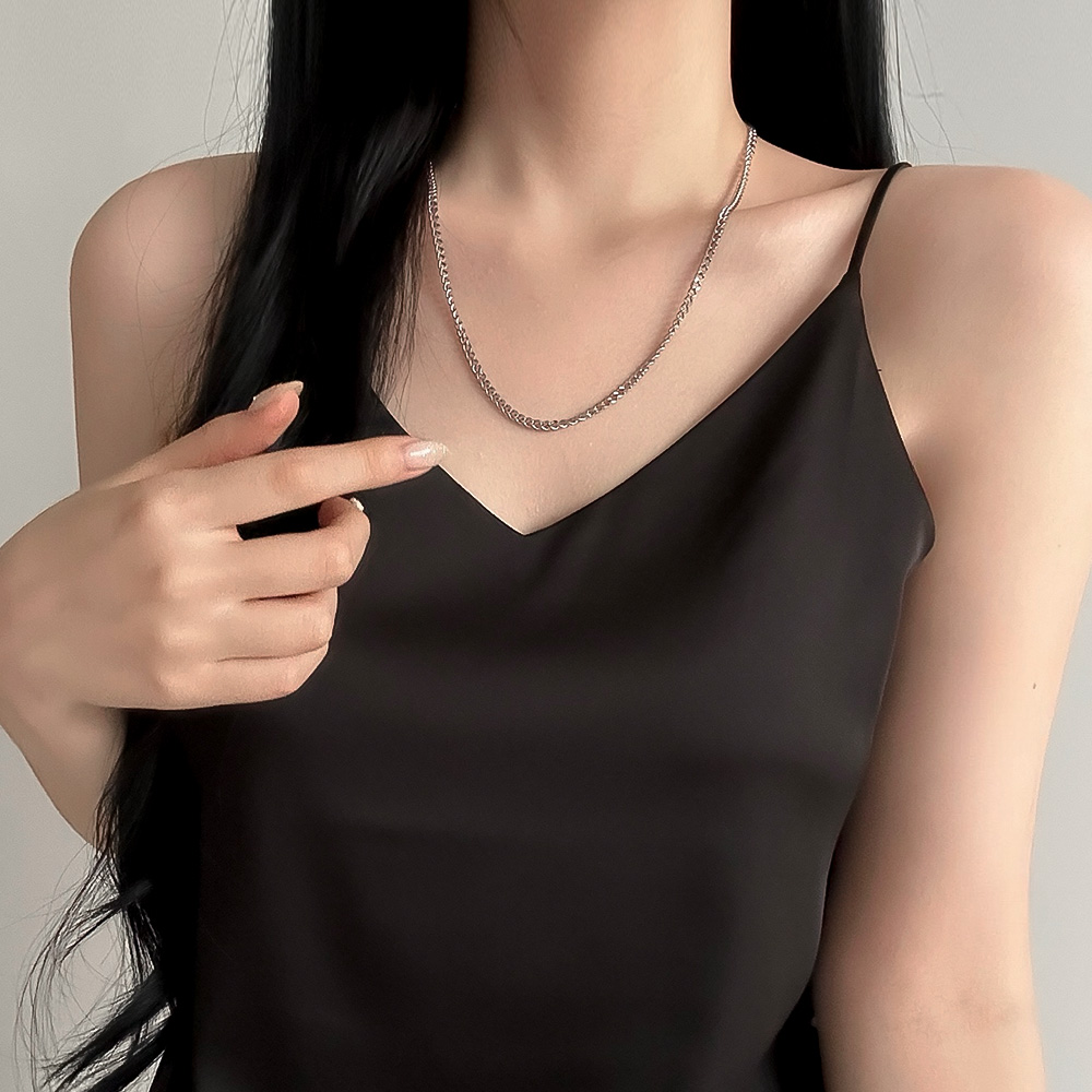 [당일출고] 클래식 기본 스타일 2Size 롱 체인 데일리 티타늄 목걸이 [실버] N658 - 상세 이미지 3