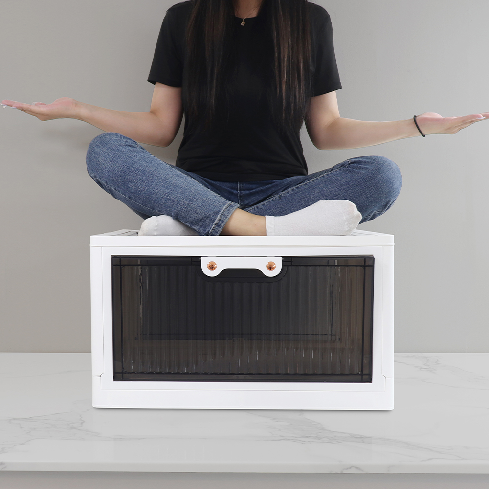 빌라드 하우스 투명 오픈형 대형 폴딩 리빙박스 다용도 수납정리함 캠핑박스 대형(70L) 중형(44L) 1단 외