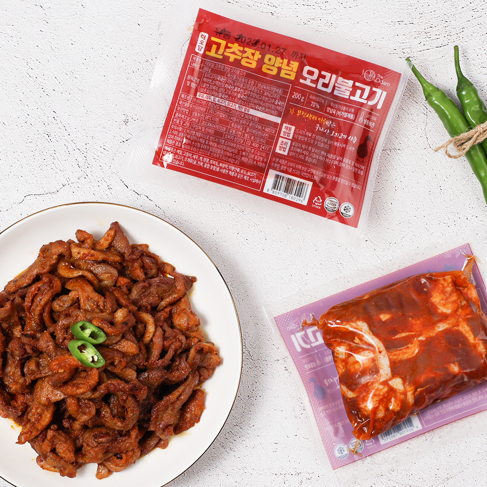 더오담 고추장양념 오리불고기 200g 6팩 무항생제 오리주물럭 오리고기 - 상세 이미지 3