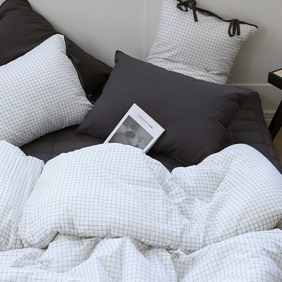 사계절 차렵이불 순면60수 이음선없는 광폭 호텔식 옥수수솜 더블 체크 이불 SS