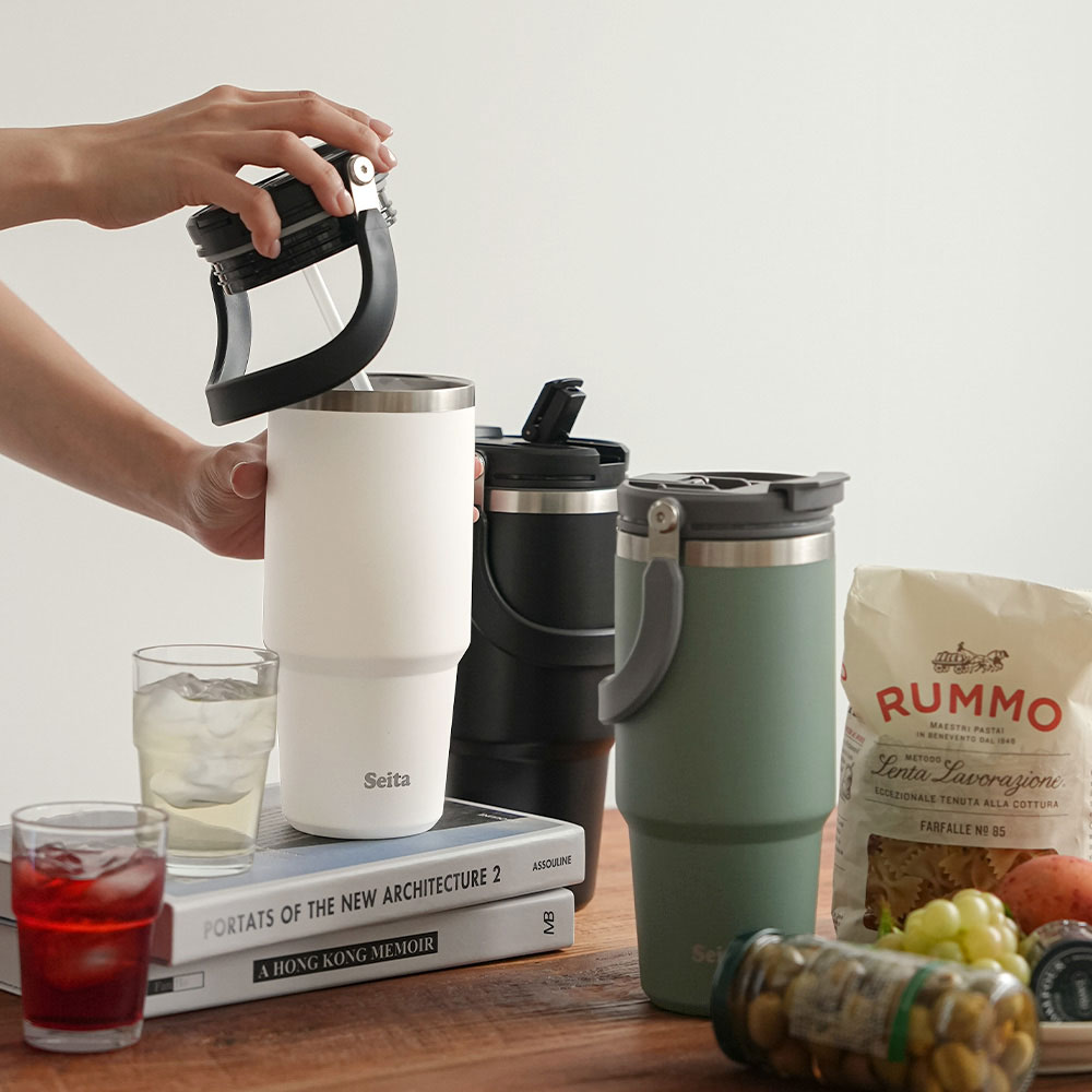 니드코 세이타 스윙핸들 대용량 1리터 텀블러 보온보냉 스텐 손잡이 휴대용 헬스장 빨대 캠핑