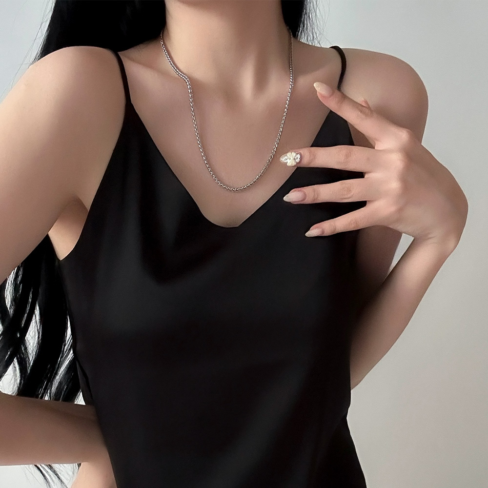 [당일출고] 기본 캐주얼 클래식 심플 데일리 2Size 롱 체인 목걸이 [실버] N659 - 상세 이미지 3