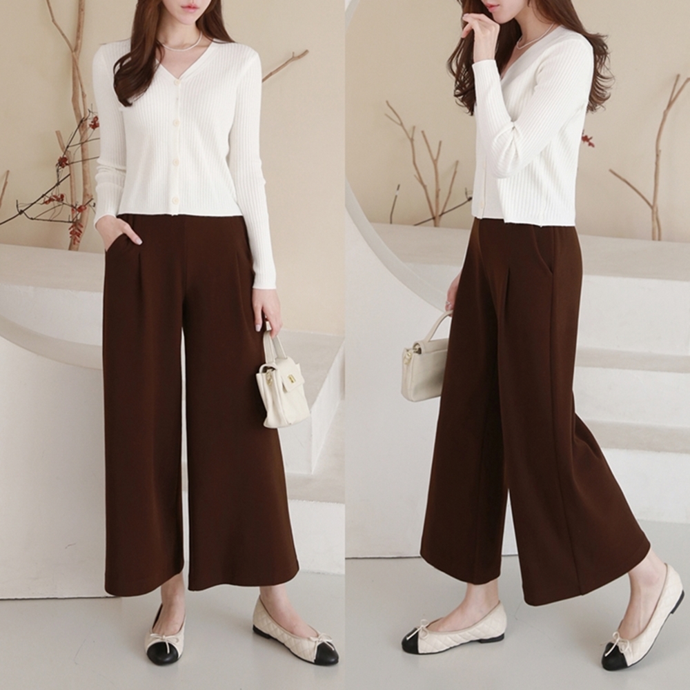 앞주름와이드통밴딩팬츠 - 상품 이미지