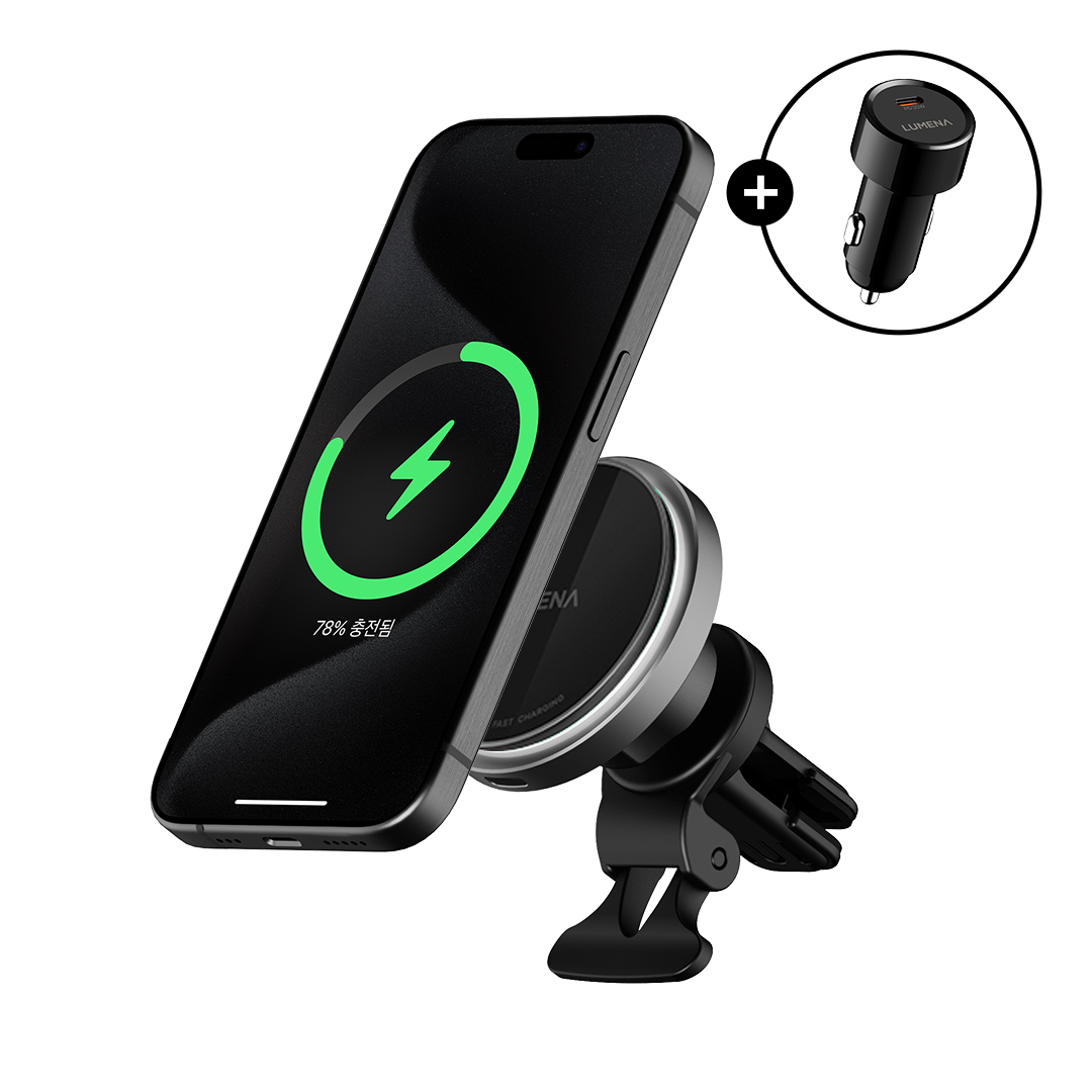 루메나 Qi2 맥세이프 15W 차량용 무선충전기 MAGFIT PRO