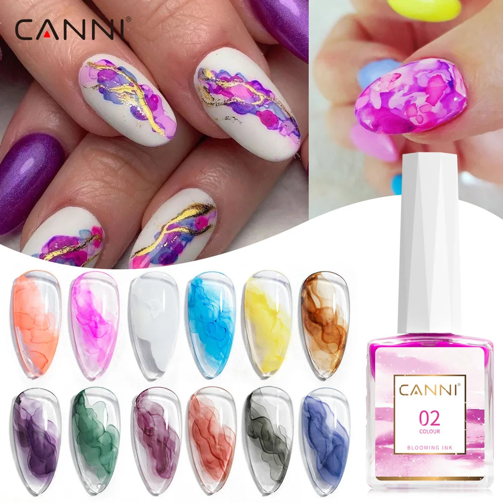 인조대리석코팅 CANNI 매니큐어용 블룸 대리석 수채화 잉크 공기 건조 확산 효과 래커 블라섬 네일 젤 바니시 24 색 9ml : 부디의집