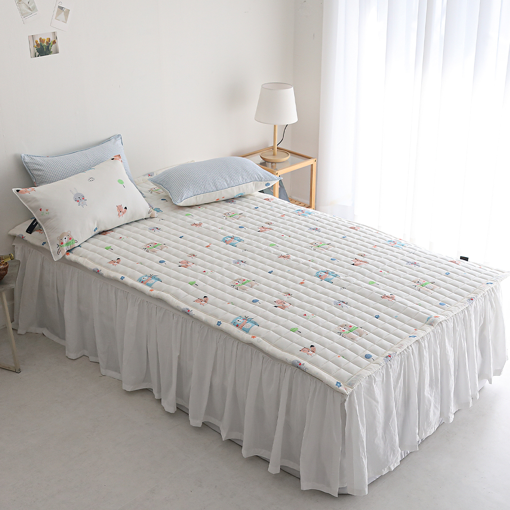 어린이패드 모달 곰패턴 애니멀 논슬립 고정밴드 슈퍼싱글 침대패드