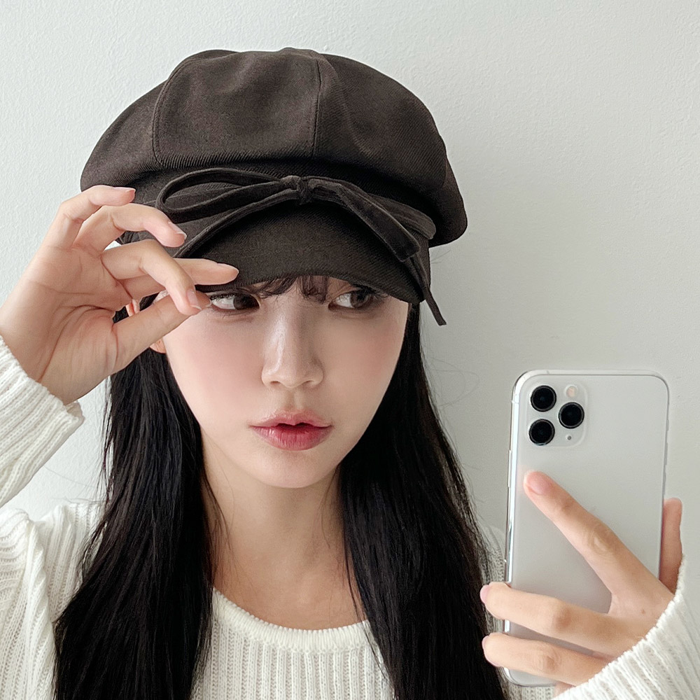 리본 팔각 헌팅캡 뉴스보이캡 마도로스 여성 빵모자 베레모 - 상세 이미지 5