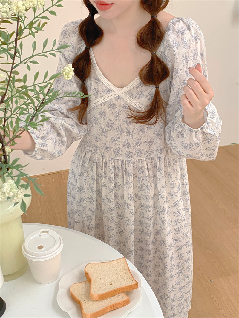 (커플잠옷) (리크원피스잠옷) 임산부잠옷 빅사이즈파자마 트임 꽃무늬 플라워 신혼 연인 상세 이미지 11