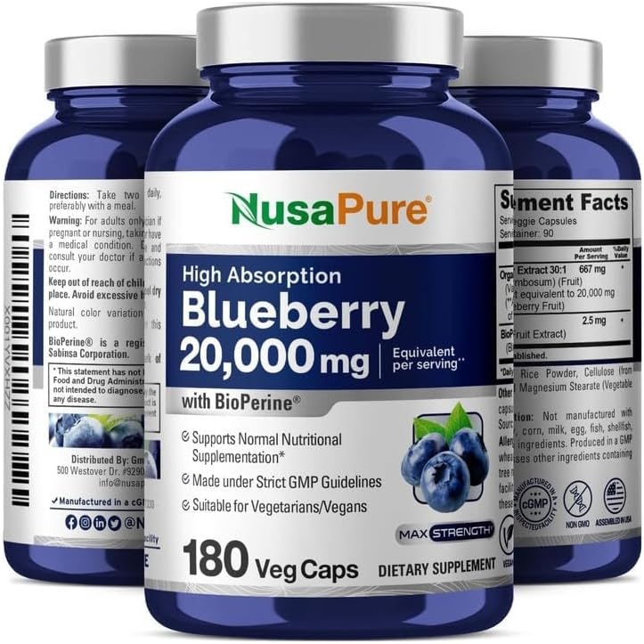 블루베리 농축 캡슐 20000mg 180 캡슐 블루베리 효능 추출물 by NusaPure - 상세 이미지 4