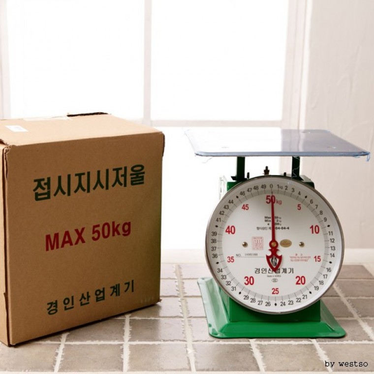 지시저울 50kg 접시 바늘 앉은뱅이 바늘 눈금 시장 저울 : 어스에코라이프
