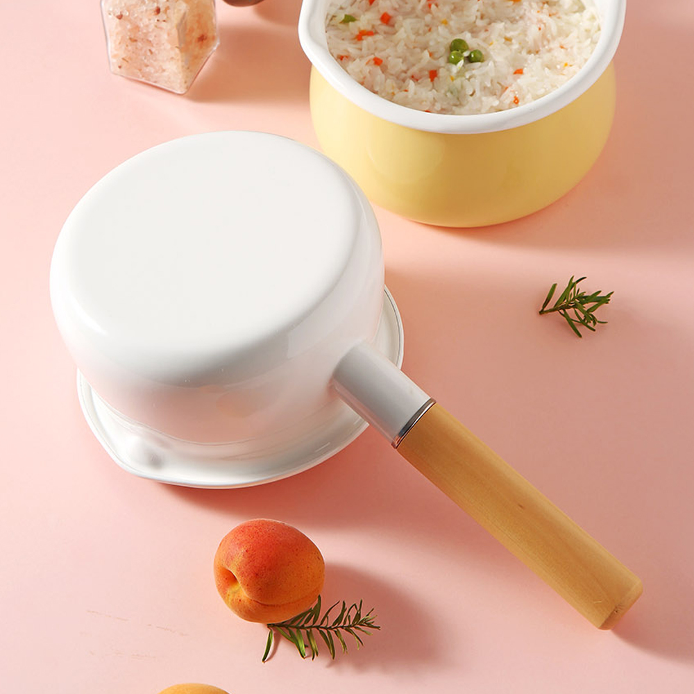 법랑 밀크팬 이유식냄비 라면냄비 멀티팟 인덕션 소스팬 1인용 가벼운 15cm, 옐로우 - 상세 이미지 4