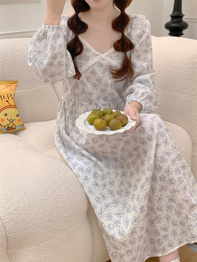 (커플잠옷) (리크원피스잠옷) 임산부잠옷 빅사이즈파자마 트임 꽃무늬 플라워 신혼 연인 상세 이미지 27