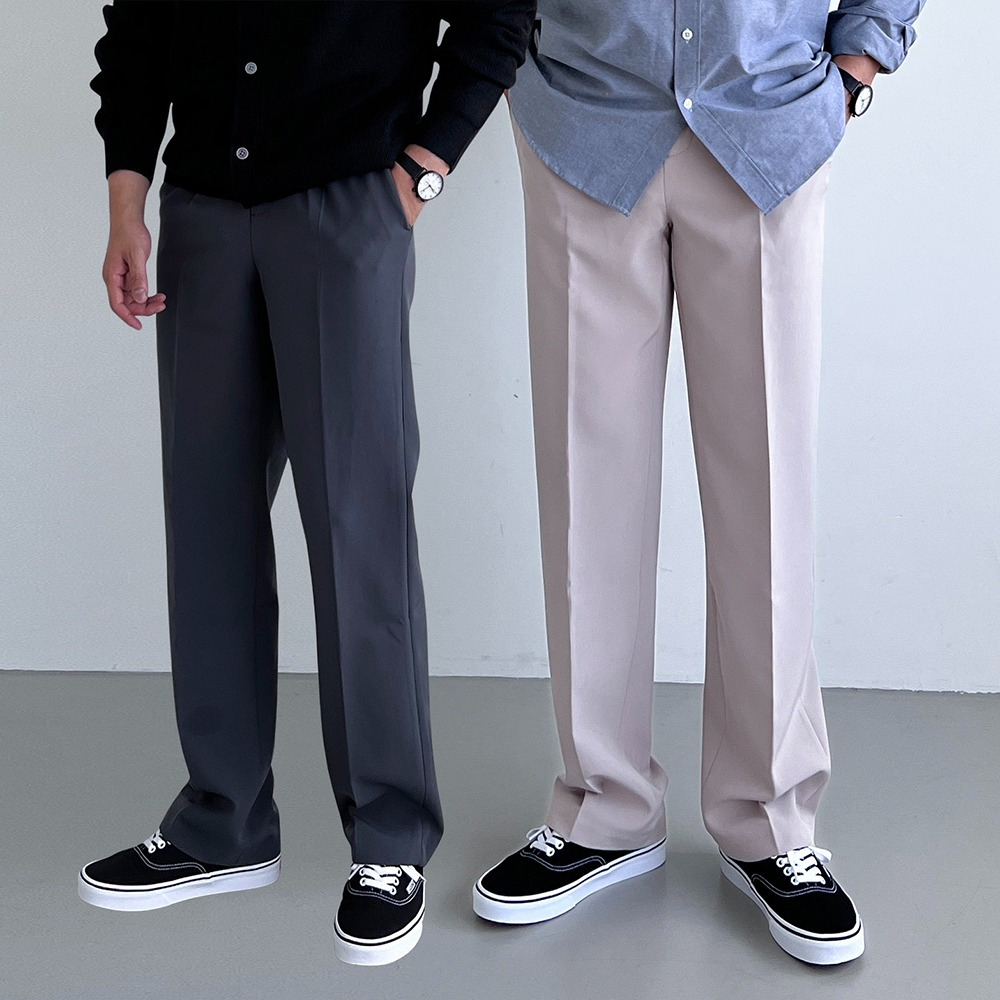 1+1 남자세미와이드슬랙스 남성정장바지 봄 가을 링클프리 슬랙스 - 상품 이미지